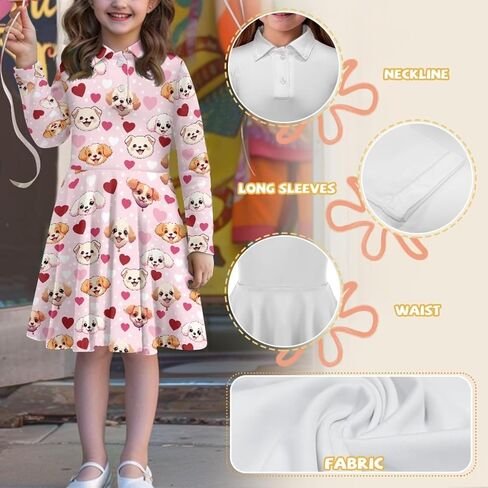 Dress for Girls 3-16Y Long Sleeve Dresses Midi Dress School Uniform in Saudi Arabia
