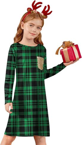 BesserBay Girl‘s Christmas Long Sleeve Aline Midi Dress 4-12 Years in Saudi Arabia