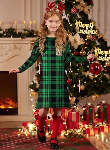 BesserBay Girl‘s Christmas Long Sleeve Aline Midi Dress 4-12 Years in Saudi Arabia