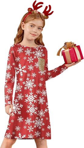 BesserBay Girl‘s Christmas Long Sleeve Aline Midi Dress 4-12 Years in Saudi Arabia