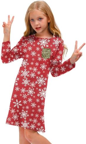 BesserBay Girl‘s Christmas Long Sleeve Aline Midi Dress 4-12 Years in Saudi Arabia