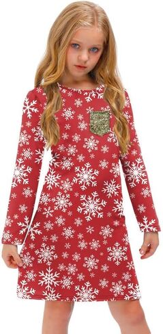 BesserBay Girl‘s Christmas Long Sleeve Aline Midi Dress 4-12 Years in Saudi Arabia