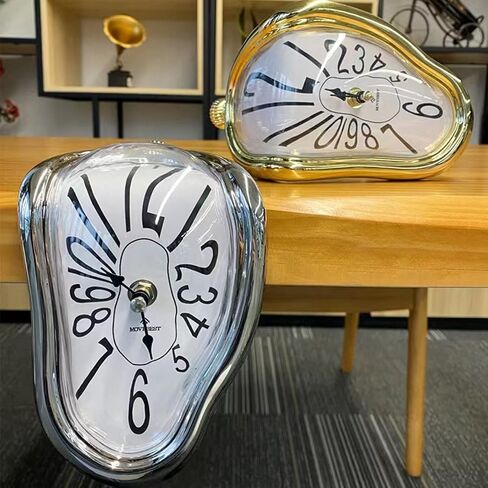 Stylish Fashinable Salvador Dali Melting Clock Ideal Decoration for Home Kitchen Bedroom Living Also a Good Gift Idea (Golden) in Saudi Arabia