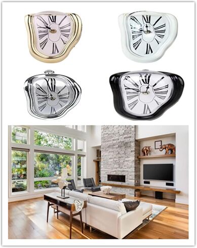 Stylish Fashinable Salvador Dali Melting Clock Ideal Decoration for Home Kitchen Bedroom Living Also a Good Gift Idea (Golden) in Saudi Arabia
