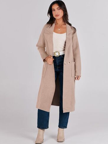 ANRABESS Women's Open Front Coatigan Jackets Long Knit Cardigan Sweaters 2024 Fall Fashion Sweater Blazer Coats in Saudi Arabia