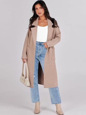 ANRABESS Women's Open Front Coatigan Jackets Long Knit Cardigan Sweaters 2024 Fall Fashion Sweater Blazer Coats in Saudi Arabia