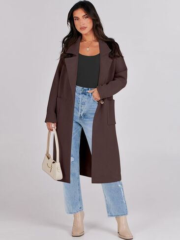 ANRABESS Women's Open Front Coatigan Jackets Long Knit Cardigan Sweaters 2024 Fall Fashion Sweater Blazer Coats in Saudi Arabia