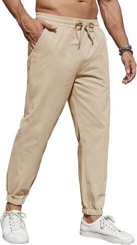 COOFANDY Men's Casual Joggers Pants Cotton Elastic Waist Drawstring Chino Pants Hiking Outdoor Track Sweatpants in Saudi Arabia