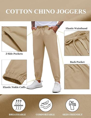 COOFANDY Men's Casual Joggers Pants Cotton Elastic Waist Drawstring Chino Pants Hiking Outdoor Track Sweatpants in Saudi Arabia