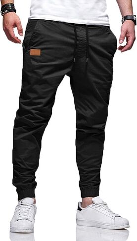 WZIKAI Mens Casual Joggers Pants Cotton Drawstring Chino Cargo Pants for Men Workout Sweatpants Casual Long Trousers in Saudi Arabia