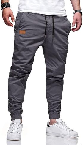 WZIKAI Mens Casual Joggers Pants Cotton Drawstring Chino Cargo Pants for Men Workout Sweatpants Casual Long Trousers in Saudi Arabia