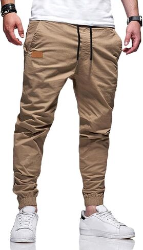 WZIKAI Mens Casual Joggers Pants Cotton Drawstring Chino Cargo Pants for Men Workout Sweatpants Casual Long Trousers in Saudi Arabia