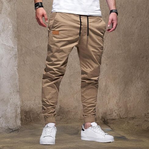 WZIKAI Mens Casual Joggers Pants Cotton Drawstring Chino Cargo Pants for Men Workout Sweatpants Casual Long Trousers in Saudi Arabia