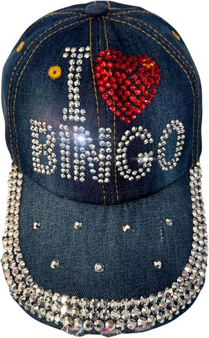 Popfizzy Bedazzled Hat for Women and Girls, Rhinestone Denim and Diamond Hat, Fun Adult Bling Hats, Sparkly Gifts, One Size in Kuwait