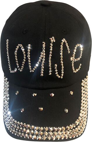 Popfizzy Bedazzled Hat for Women and Girls, Rhinestone Denim and Diamond Hat, Fun Adult Bling Hats, Sparkly Gifts, One Size in Kuwait
