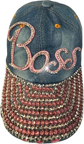 Popfizzy Bedazzled Hat for Women and Girls, Rhinestone Denim and Diamond Hat, Fun Adult Bling Hats, Sparkly Gifts, One Size in Kuwait