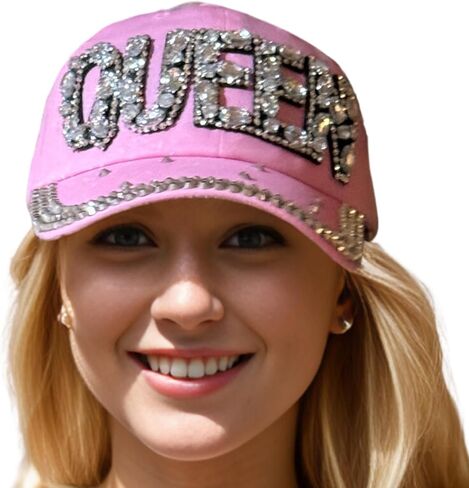Popfizzy Bedazzled Hat for Women and Girls, Rhinestone Denim and Diamond Hat, Fun Adult Bling Hats, Sparkly Gifts, One Size in Kuwait
