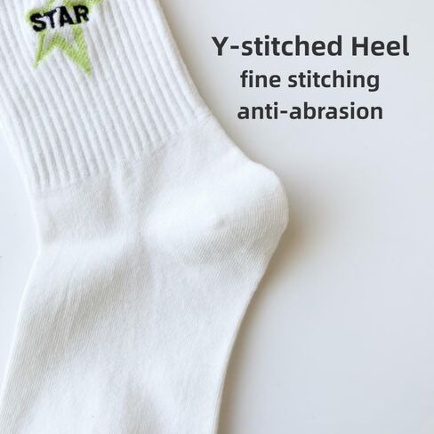 Star Socks 5-Pairs Cute White Black Colorful Star Women’s Soft Cotton Rib Mid-Calf Socks in Saudi Arabia