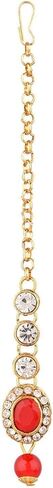 Efulgenz Crystal Indian Jewelry Choker Kundan Crystal Faux Pearl Necklace Earrings Maang Tikka Head Chain Bollywood Wedding Bridal Set for Women in Saudi Arabia