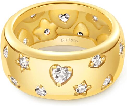 Daffany Moon Star Sun Statement Ring for Women 14K Gold Plated CZ Rings for Women Rings for Women Wife Jewelry Gift | Stackable Ring Band for Women Size 5-9 in Saudi Arabia