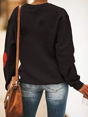 Valentines Day Sweatshirts Love Heart Print Shirt Women Long Sleeve Tops Graphic Pullover in Saudi Arabia