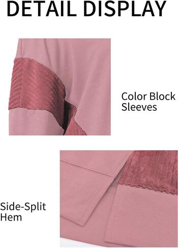 ROSRISS Womens Plus Size Sweatshirts Long Sleeve Color Block Tops Trendy Side Split Shirts Oversized Pullover Sweaters in Kuwait