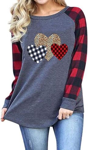 Valentines Day Sweatshirts Love Heart Print Shirt Women Long Sleeve Tops Graphic Pullover in Saudi Arabia
