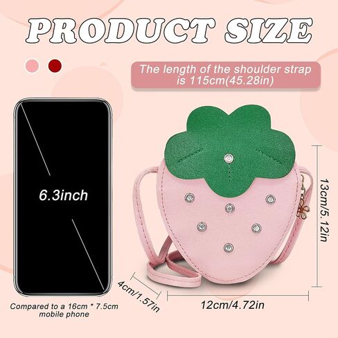 Girls Crossbody Purse Bag, PU Leather Girls Shoulder Bag Little Girls Crossbody Bags, Strawberry Shape Girls Purse in Saudi Arabia