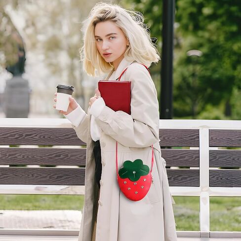 Girls Crossbody Purse Bag, PU Leather Girls Shoulder Bag Little Girls Crossbody Bags, Strawberry Shape Girls Purse in Saudi Arabia