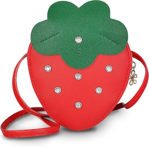 Girls Crossbody Purse Bag, PU Leather Girls Shoulder Bag Little Girls Crossbody Bags, Strawberry Shape Girls Purse in Saudi Arabia