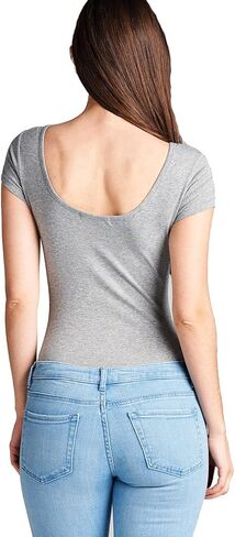 Women's Short-Sleeve Scoop Neck Snap Crotch Leotard Bodysuits in Kuwait