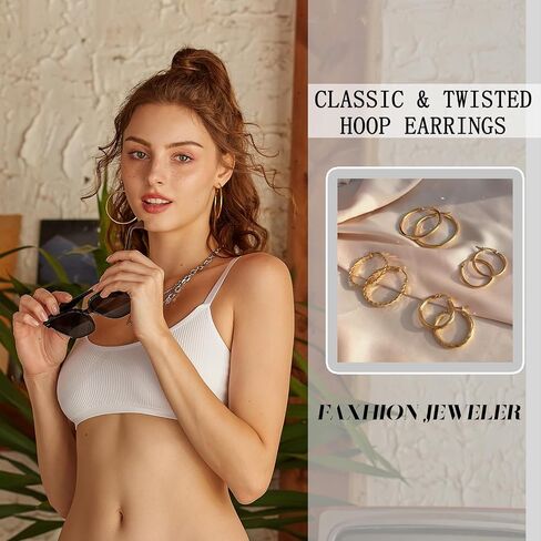 45 Pairs Gold hoop Earring Set for Women, Fashion Stud Pearl Earrings Multipack, Hypoallergenic Twisted Heart Earring Pack, Gold Hoops Earrings for Party Jewelry with Gift Bag in Saudi Arabia