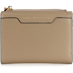 Slim Small Leather Women Wallets,Card Holder Wallet Bifold Trifold RFID Blocking Purse with Zipper Coin(Red)