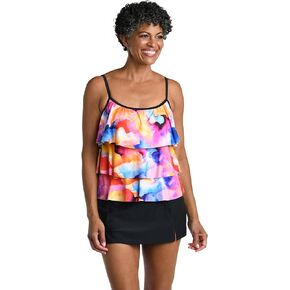 Maxine Of Hollywood Women's 3-Tiered Ruffle Tankini Swimsuit Top