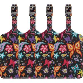 4 Pack Luggage Tag for Suitcases TSA Approved, Leather Suitcase Tags Identifiers, Cute Bag Name Travel Tags ID Labels for Women Men Cruise Airport Luggage Travel Essentials by Sodsay