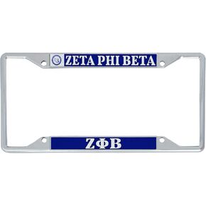 Desert Cactus Zeta Phi Beta Sorority Crest Seal Metal License Plate Frame for Front or Back of Car Officially Licensed (Crest LP Frame)