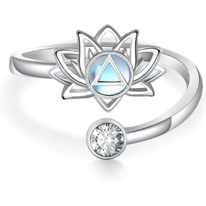 Lotus Sobriety Gifts for Women 925 Sterling Silver Alcoholics Anonymous Gifts Recovery Symbol AA Sobriety Jewelry Gifts for Women