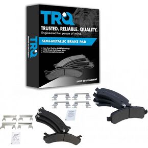 TRQ Front & Rear Brake Pads Semi-Metallic Compatible with 2003-2018 Chevrolet Express 2500 Express 3500 2003-2019 GMC Savana 2500 Savana 3500
