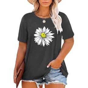 HDLTE Plus Size Tops for Women Casual Short Sleeve Graphic Tee Shirts Oversized Tee Tops