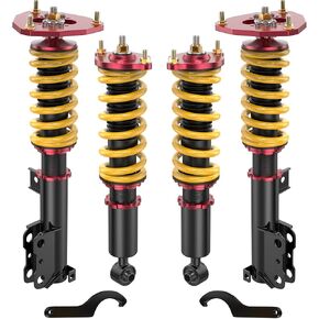 Lowering Coilovers Struts Compatible for D53A/D52A Mitsubishi Eclipse 2000 2001 2002 2003 2004 2005 Front & Rear Shocks Adjustable Height Suspension Coil Spring Strut (Set of 4)(Yellow)