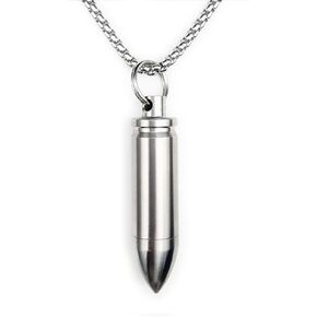 Small Pill Box Titanium Pill Fob Necklace Bullet Nitro Mini Waterproof Pill Holder Lightweight Survival Case Keychain Pill Bottle for Men & Women Stocking Stuffers Christmas Gifts