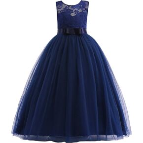 Weileenice Big/Little Girls Lace Bridesmaid Dress Flower Girl Kids Princess Formal Holiday Tulle Fancy Party Dresses in Kuwait