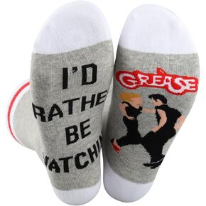 G2TUP Broadway Grease Muscial Socks Danny & Sandy Fans Gift I'd Rather Be Watching The Grease Socks Grease Muscial Merch
