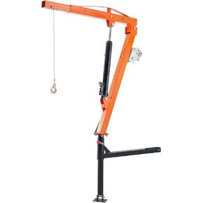 VEVOR 500 lbs Pickup Truck Hydraulic with 1000 lbs Manual Winch, 360° Swivel, Hitch Mount Lift 2" Hitch Mount with 3 Boom Capacities of 110 lbs, 220 lbs & 440 lbs, for Lifting Goods in Factory