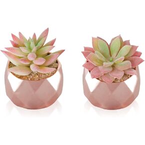 Tiita Purple Artificial Faux Succulents in Pots, Mini Purple Fake Plants for Women Desk, Small Realistic Faux Succulents for Home Office Accessories Window Sill Bathroom Bedroom 4 Set, Purple