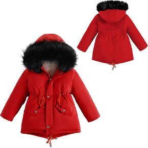 SEAUR Kids Winter Coats Toddler Hooded Coat Girls Windproof Winter Jacket Warm Zipper Jacket Thick Thermal Fleece Lined Coat