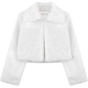 BOLEROSE Girls Cozy Faux Fur Childrens Kids Collared Bolero Shrug Jacket Coat