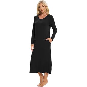 WiWi Nightgowns for Women Soft Long Sleeve Loungewear Sleep Shirt Sleepwear Comfy Nightshirts S-XXL