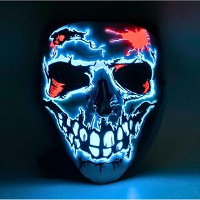 Crethinkaty Halloween Purge Mask Led Light Up Mask, Scary Mask, Glow Mask