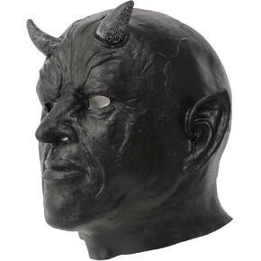 Scary Devil Mask Demon Mask Realistic Black Horror Minotaur Latex Halloween Costumes for Men